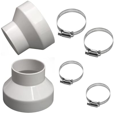 Buisadapter voor ventilatiebuizen van 100 mm naar 75 mm - 2 stuks
