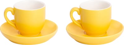 Palmer - Colors - Koffie kop en schotel - Mat - 2 stuks - 14 cl - Geel - Porselein - Koffiekopjes