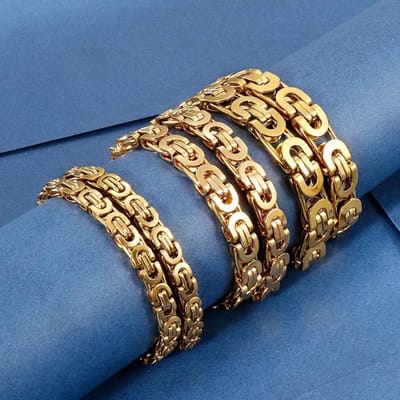 Aramat Jewels | Halskettingen | Stalen koningsketting man | Goudkleur / 55cm / 11mm |55cm | | Staal | Volwassenen | Verkleurd niet