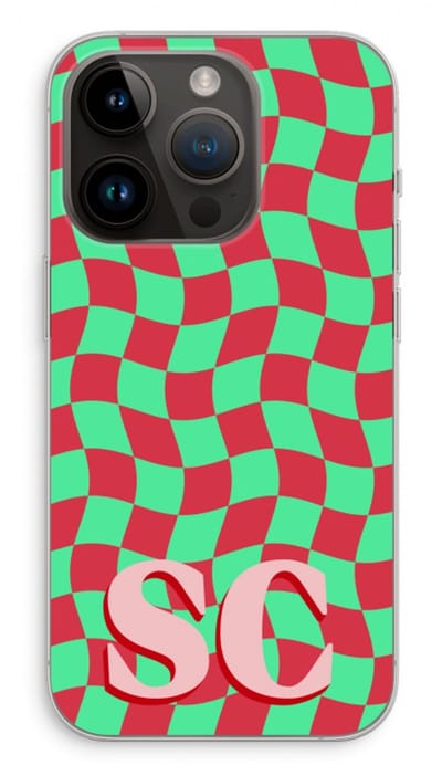 Gepersonaliseerd - Case Company® - Hoesje geschikt voor iPhone 14 Pro hoesje - Grid Monogram - Soft Cover Telefoonhoesje - Bescherming aan alle Kanten en Schermrand
