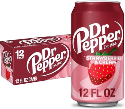 Dr. Pepper - Strawberries & Cream - frisdrank uit de USA - 12 x 0,355 Liter blik