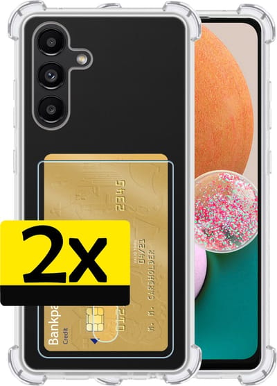 Hoesje - 2 Stuks - Geschikt voor Samsung Galaxy A13 4G - Met Pashouder en Kaarthouder - Telefoon Hoes Shockproof - Siliconen Case - Back Cover - Shock Proof - Pasjes Houder - Telefoonhoesjes - Transparant