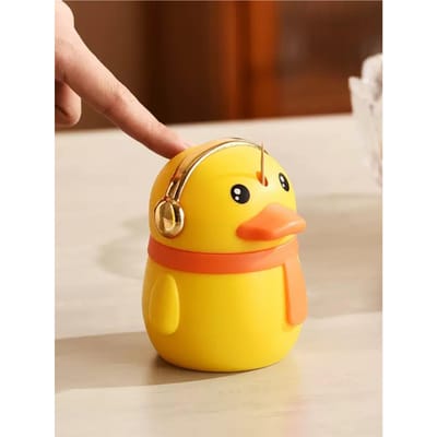 Kleine gele eend pers type tandenstoker buis cartoon schattige automatische pop-up tandenstoker opbergdoos thuis creatieve tandenstoker fles