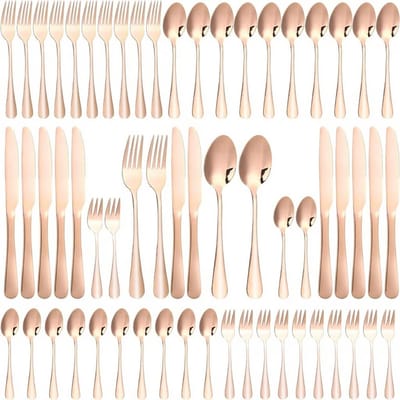 Unyqoos® Hoogwaardige 60-delige gouden bestekset voor 12 personen met elegant ontwerp