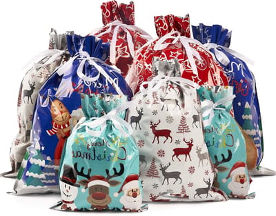 30 Stuks Trekkoord Cadeautassen XXL - Papieren Kerstcadeautassen voor Kleine en Grote Geschenken - 43x58cm, 38x15cm, 29x42cm & 24x32cm, Perfect voor Feestdagen en Verjaardagen
