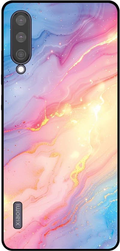 Smartphonica Telefoonhoesje Geschikt voor Xiaomi Mi A3 met Regenboog Glitter Marmer Opdruk - TPU Backcover Case Rainbow Glitter Marble Design geschikt voor Xiaomi Mi A3