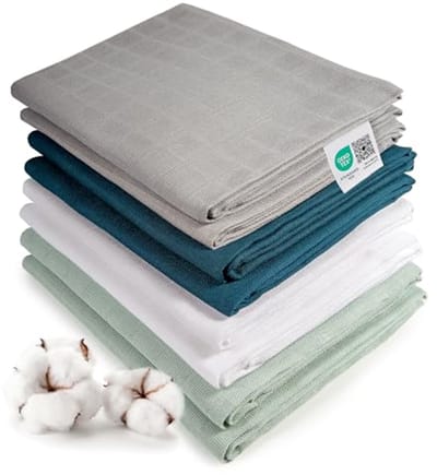 Hydrofiele luiers 80x80 - Set van 8 Doeken in Diverse Kleuren - 100% Katoen, Dubbel Geweven