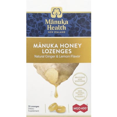 Manuka Honing Pastilles, Mgo 400+, Gember & Citroen, 15 Stuks
