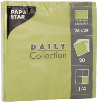 20x 20 Servetten DAILY Collection 1/4 vouw 24 cm x 24 cm olijfgroen