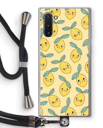 Hoesje met koord geschikt voor Samsung Galaxy Note 10 hoesje met Koord - Citroenen - Telefoonhoesje met Zwart Koord - Bescherming aan alle Kanten en Over de Schermrand