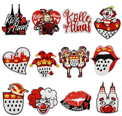 Dailygoods- Stofvlekken 12 Stuks - Cartoon Borduurvelden - Creatieve Kledingdecoraties - Multisize - Rood - Duurzaam Materiaal - Borduurpatches