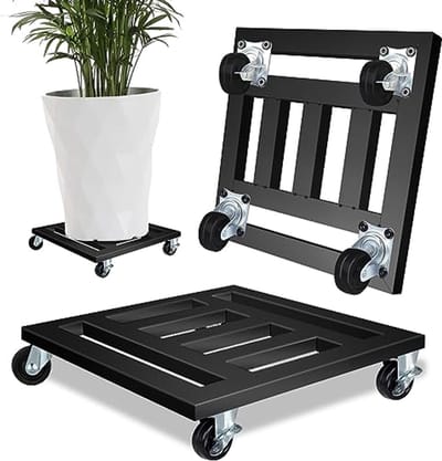 Zware Planten Caddy met Wielen - 2 Stuks Binnen- en Buitenplantstandaard - 30 cm Vierkante Planten Dolly met Vergrendelbare Zwenkwielen - Tot 400 Pounds