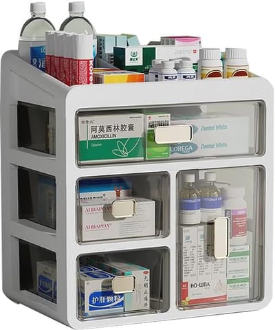 Medicijnenopslag met 4 Laden – Duurzame Medicijnbox voor Thuis, Kantoor en Meer