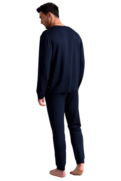 Heren Ted Baker Pyjama Broeken | Ademend Casual Lange Pyjama Joggingbroeken met Zakken - Marineblauw