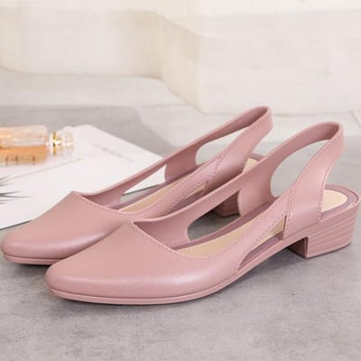 Sandales femmes bout pointu gros talons hauts tongs Slingback décontracté bonbons antidérapant chaussures de plage pour les femmes 38 rose