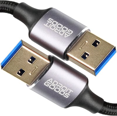 AdroitGoods USB 3.0 Man-naar-Man Gevlochten Datakabel - 5 Gbps Hoge Snelheid & 2.4A Snelladen - USB A naar USB A Adapter kabel - 0.25m