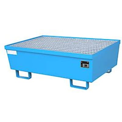 BAUER AM-2 opvangbak, met rooster, staal, 225 l, B 1200 x D 800 x H 415 mm, blauw