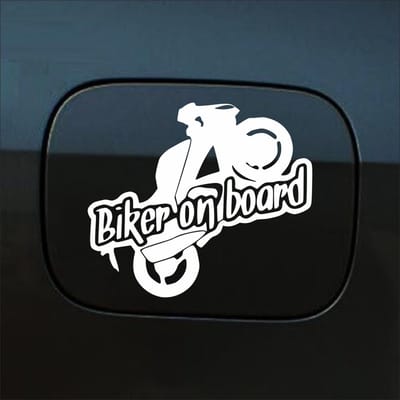 Bumpersticker - Biker On Board - 11,9 X 14,8 - Wit