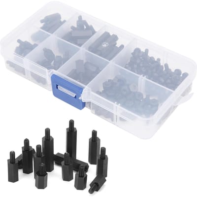 180 stuks nylon schroeven en moeren, afstandshouderset, enkelvoudig, industriële benodigdheden, zwart M3