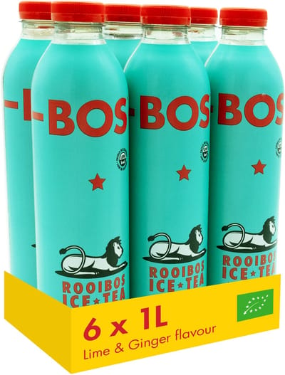 BOS Ice Tea - Lime & Ginger - BIO - Rooibos - Koolzuurvrij - Multipack 6 x 1L