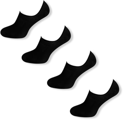 Basset Bamboe - Unisex Invisible Footies - 4-pack - Maat 35/38 - Zwart