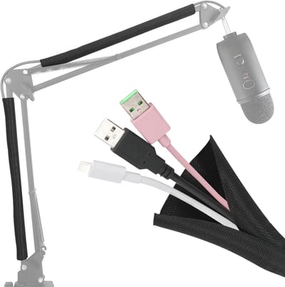 Draadbeschermers voor kabels - Kabelsleeve voor microfoonstandaard, netjes kabelbeheer, veelzijdig en flexibel (2 stuks)