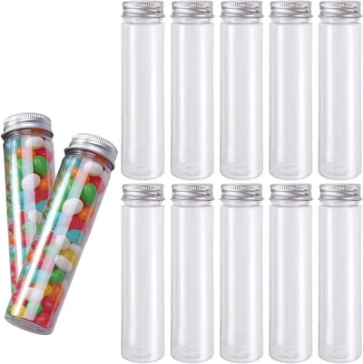 Set van 10 Heldere Plastic Probu buisjes met Schroefdop voor Bloemen, Snoep en Decoratie (110ml)