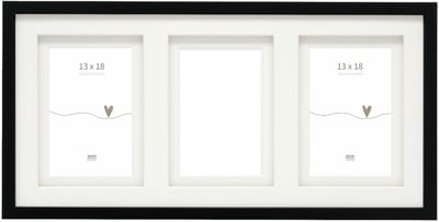 Deknudt Frames multifotolijst - zwart - passe-partout - 3 foto's 13x18