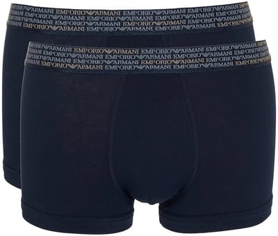 Emporio Armani All Over Logo Elastic Trunk Boxers 2 Eenheden Blauw L Man