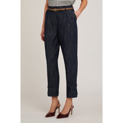 Motivi Trousers With Denim Effect Strap On The Hem Blue Maat: 32 | Straight Broeken Outlet | Dames | Blauw