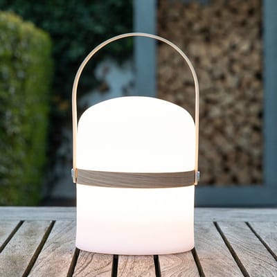 Lucide JOE - Oplaadbare Tafellamp Binnen/Buiten - Accu/Batterij - Ø 14,5 cm - LED Dimbaar - 1x3W 3000K - IP44 - Wit - Japandi