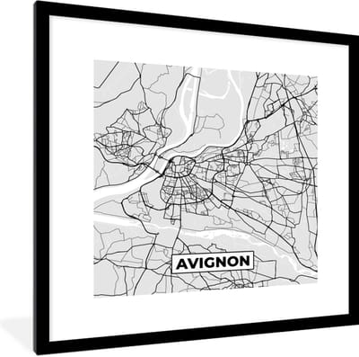 Fotolijst incl. Poster - Plattegrond - Avignon - Stadskaart - Kaart - Frankrijk - 40x40 cm - Posterlijst