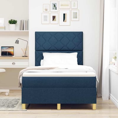 vidaXL - Boxspring - bed - met - hoofdeinde - Blauw - 120 - x - 200 - cm - Stof