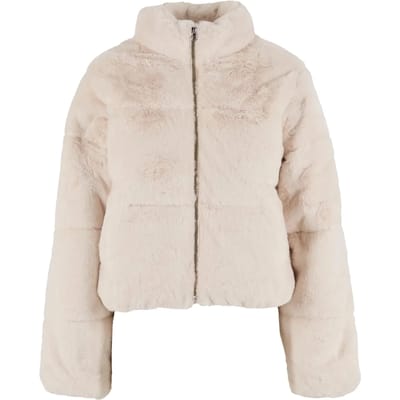 Urban Classics - Short Faux Fur Gewatteerd jack - M - Creme