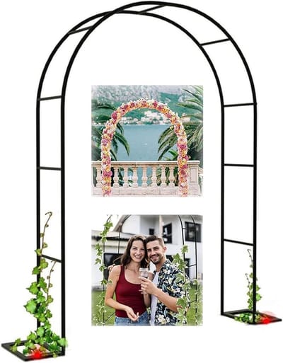 Rozenboog met basis, rozenboog, decoratie, tuinboog voor klimplanten, robuust / weerbestendig, voor binnen en buiten, 140 x 230 cm (b x h)
