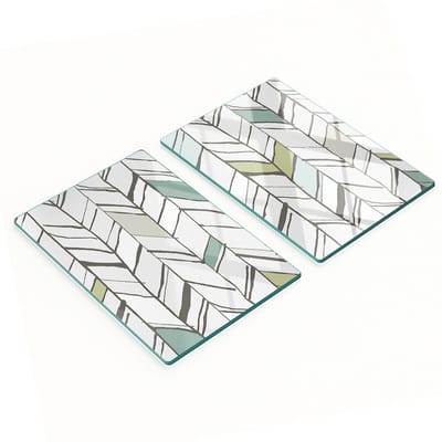 Glazen serveerplanken met visgraatpatroon, 2x40x52 cm