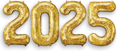 Q2Party - 2025 - New Year - Ballonnen - Set - Goud - Glitter - NYE - Versiering - Nieuw Jaar - Decoratie - Happy New Year Ballonnen - XL Formaat