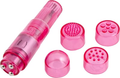 Pocket Pleasure - Pocket Rocket Massager - 4 opzetstukjes - Roze