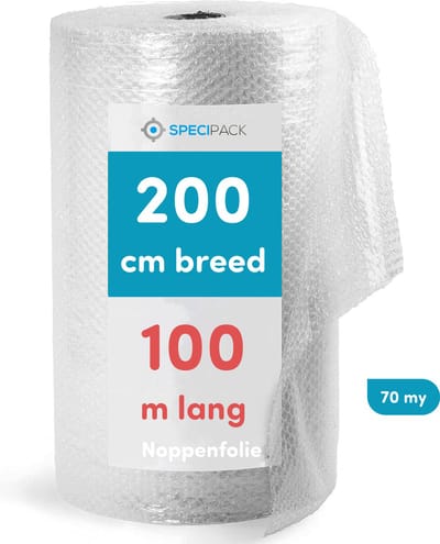 Specipack® Noppenfolie - Ideaal om breekbare spullen te verpakken - Luchtkussenfolie - Effectief voor verpakkingsmaterialen - Verpakkingsfolie - 200 cm x 100 m x 70 MY