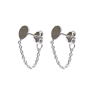 Karma Chain Beaten Silver Oorstekers M1335