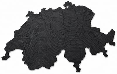 Houten wanddecoratie - Wooden wall decoration | Landkaart Zwitserland 45 x 28cm Country map Switzerland | Zwart - Black | Muurdecoratie - Wall art - Wandfiguur Suisse - Schweitz - Echt Hout - Real Wood