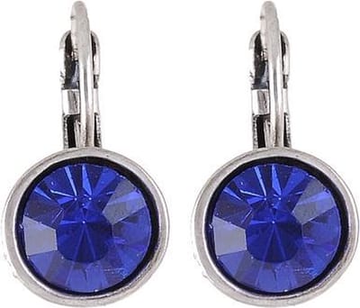 Behave - Oorbellen - Oorhanger Vintage Zilverkleur met Blauwe Steen