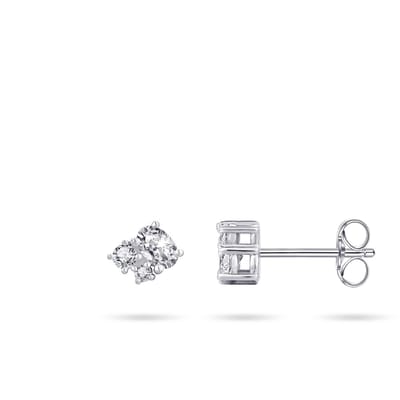 Jewels Inc. - Oorsteker - Gezet met Ronde en Ovale Zirkonia Stenen - 9mm x 8mm - Gerhodineerd Zilver 925