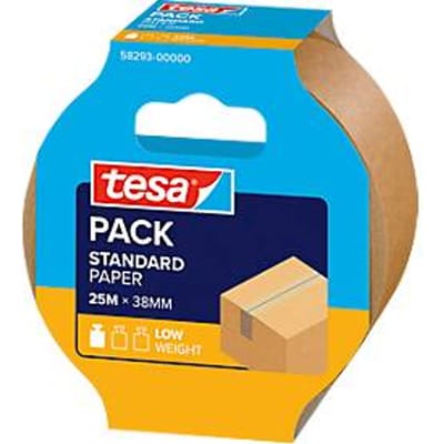 Pakketlint tesapack Papier Standaard ecoLogo, voor pakketten tot 10 kg, B 38 mm x L 25 m, FSC-gecertificeerd papier, bruin