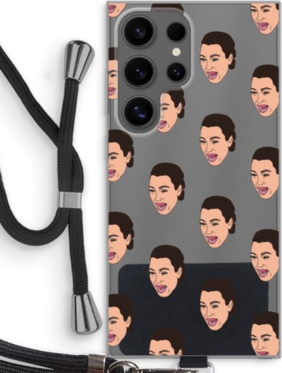 Case Company® - Hoesje met koord geschikt voor Samsung Galaxy S24 Ultra hoesje met Koord - Ugly Cry Call - Telefoonhoesje met Zwart Koord - Bescherming aan alle Kanten en Over de Schermrand