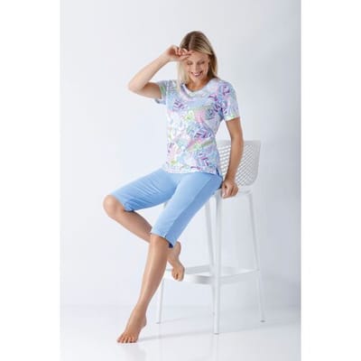 Hajo dames zomerpyjama blauw - Blauw - Maat - 36/38