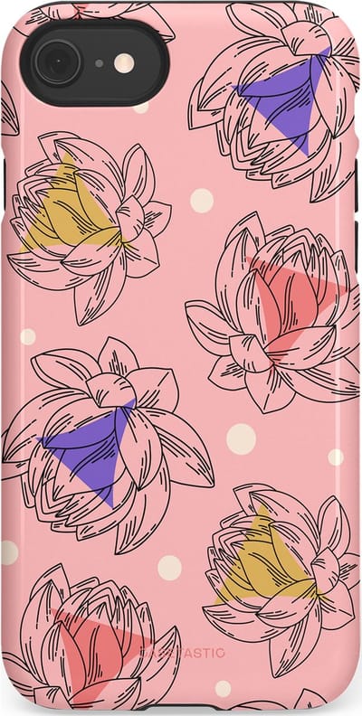 Casetastic Hoesje Geschikt voor Apple iPhone 7/8/SE - Stijlvolle Beschermende Duo-layer Case - Bloemen Pastel Roze