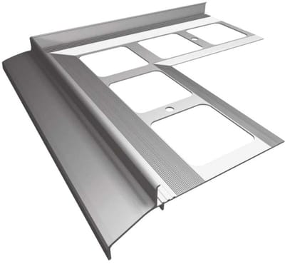 Renoplast® aluminium hoek 90° voor dakrandprofiel K30 grijs | Afwerking van terrassen en balkons | Tegelvloeren op lijmmortel | Waterafvoersystemen hoekprofiel | bescherming tegen corrosie