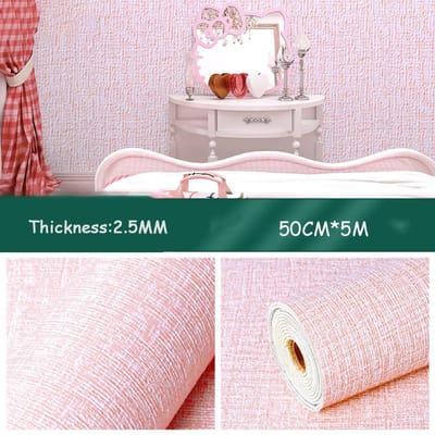 5/Meter/Rol 3D Zelfklevende Dikke Waterdichte Behang Linnen Gestructureerde Zuivere Kleur Huis Decoratieve Gerenoveerde Sticker lichtroze kleur