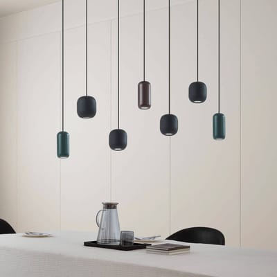 Lucande hanglamp Narion, zwart/kleurrijk, 7-lamps.